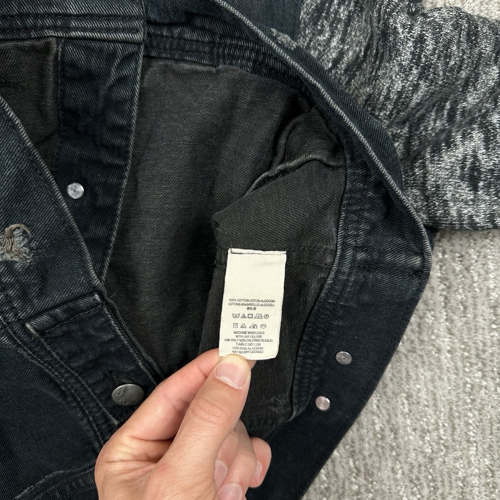 Free People Denim Knit Sweater Jacket With Removable Hoodie Women's Size Small - Picture 6 of 10